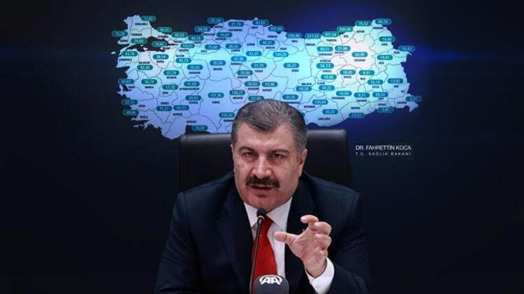 İllere göre haftalık yeni vaka haritası yayınlandı